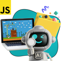 Язык программирования JavaScript + AI. Проектное обучение + геймификация + AI-помощники - КИБЕРшкола программирования для детей, компьютерные курсы для школьников, начинающих и подростков - KIBERone г. Левобережный